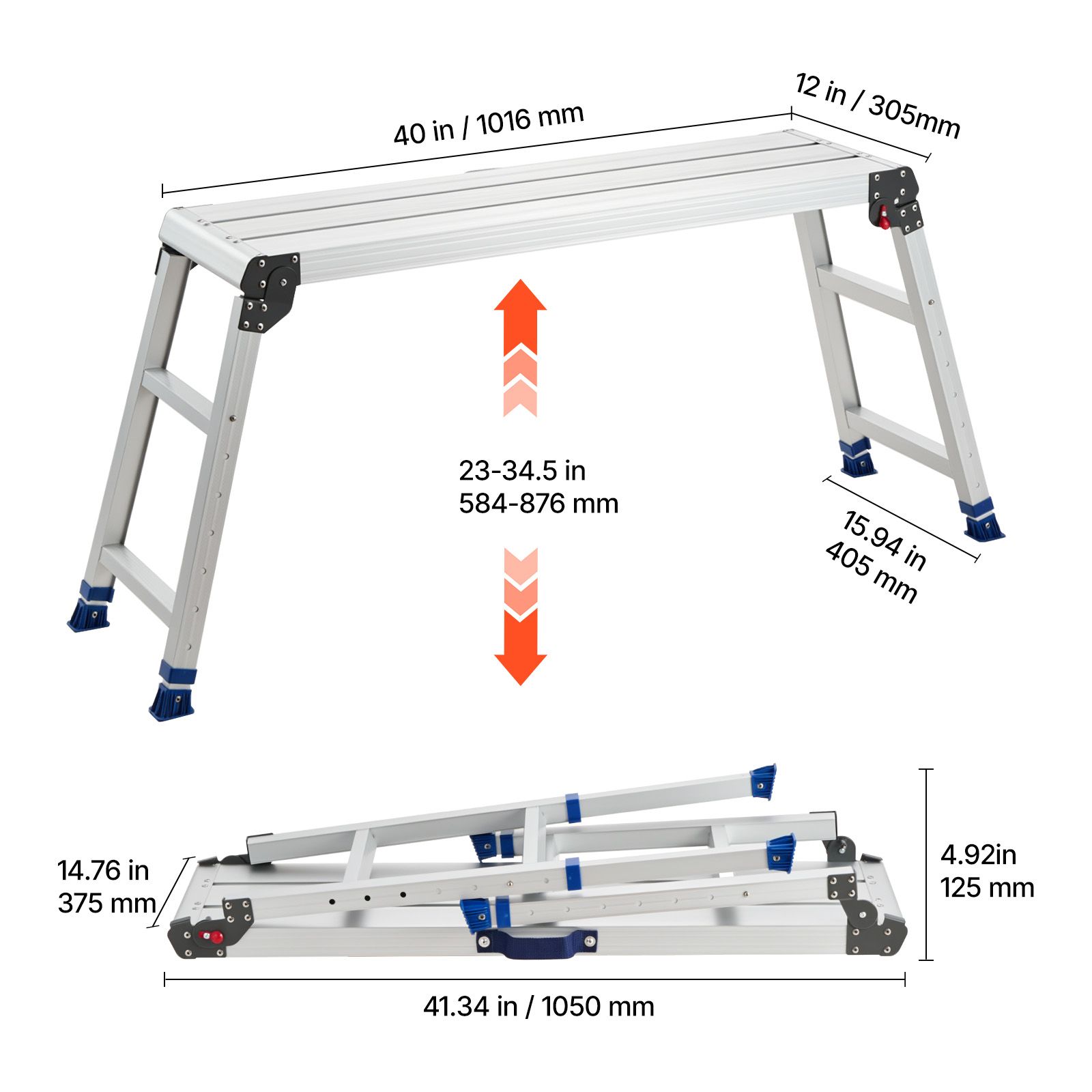 Workbench Portable Fold - Plataforma de Trabalho Dobrável, Altura Ajustável