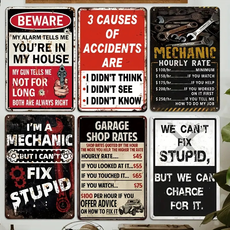 Conjunto de 6 Placas Decorativ - Workshop Tools Logo avaliação e preço